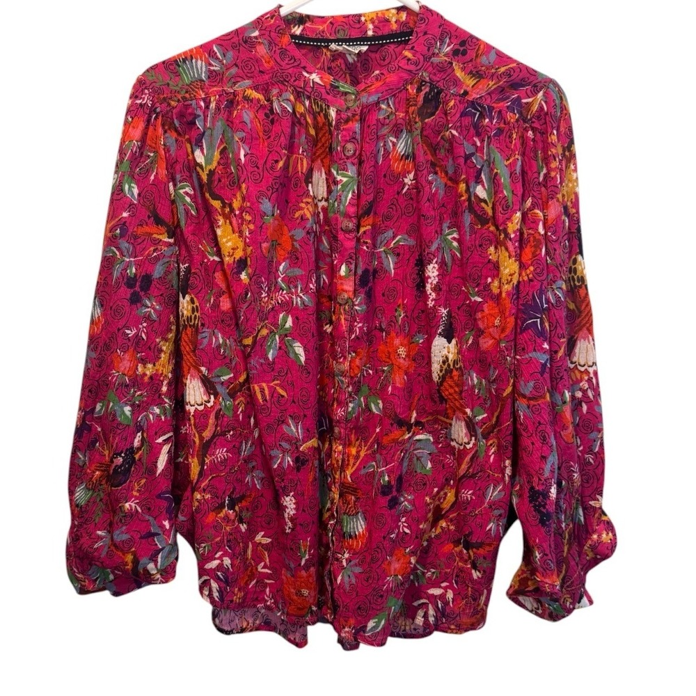 Pilcro Anthropologie Sidney Batwing Colorful Floral Top M Peasant Boho